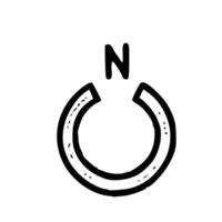 Simple Handdrawn Power Symbol with Letter N Shape Icon Design vector