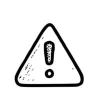 Handdrawn Rough Style Triangle Exclamation Mark Symbol Sign Icon vector
