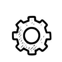 Rough Handdrawn Gear Cogwheel Setting Tool Shape Symbol Icon vector