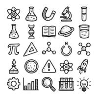 Handdrawn Simple Science Element Outline Icons Set on Isolated White vector