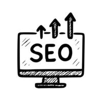Handdrawn Sketchy SEO Concept with Arrows on a Monitor Screen Graphic vector