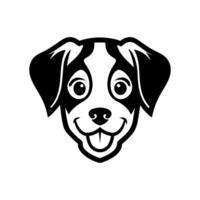 Minimalist Line Art Dog Head with Happy Expression Pet Icon vector