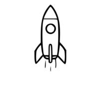 Line Art Handdrawn Simple Rocket Ship Icon Illustration Design Element vector