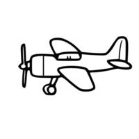 Handdrawn Simple Airplane Outline Cartoon Style Isolated On White Background vector