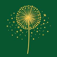 a dandelion with gold leaves blowing in the wind vector