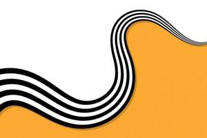 Black and white striped wave flowing over a yellow textured surface, forming a dynamic abstract wallpaper with a modern smooth layout vector