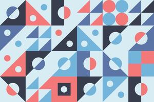 Decorative abstract seamless pattern with small shapes, drawn circles, and flat tile mosaic elements in a summer color palette vector