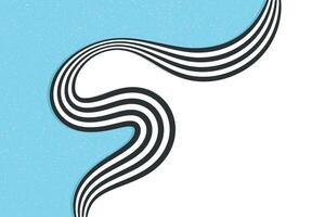 Thick parallel striped lines curving with energy over a light blau surface background, creating a strong motion illusion in a retro abstract style vector