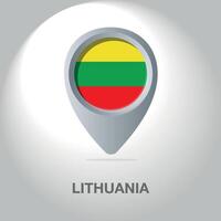 Illustration of the Lithuanian flag inside the pin icon on the map. A symbolic location marker with the national colors of Lithuania on a white background. vector