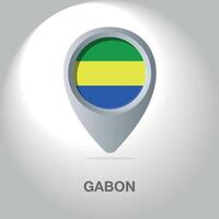 Illustration of the Gabonese flag inside the pin icon on the map. A symbolic location marker with the national colors of Gabon on a white background. vector