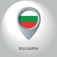 Illustration of the Bulgarian flag inside the pin icon on the map. A symbolic location marker with the national colors of Bulgaria on a white background. vector