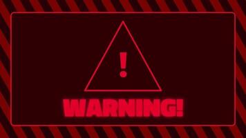Flashing red triangular warning sign with an exclamation icon delivers an urgent message of caution for hazardous surroundings or danger video