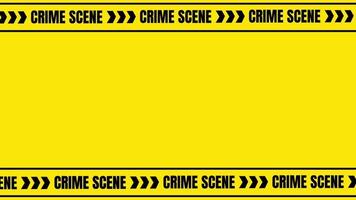 A horizontal yellow tape with repeating 'CRIME SCENE' text and caution patterns marking a restricted investigation or emergency area video