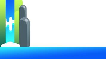 A towering monolith releases a bright stream of water into a pristine environment, symbolizing strength and sustainable resource flow video
