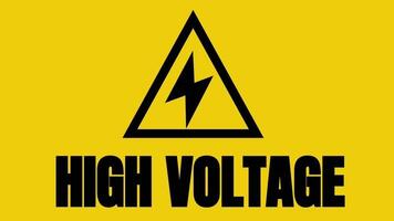 A triangular high voltage warning icon in yellow with a bold lightning symbol, used for marking electrical hazard areas for safety video