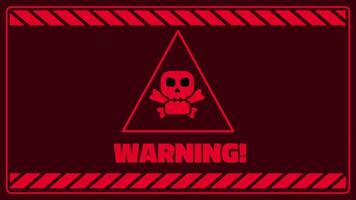 A red warning screen with skull symbol warns about severe threat or deadly hazard, demanding immediate attention and caution video