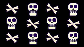 A growing number of skulls and crossed bones form a symbolic army, intensifying the atmosphere with repetition and structured chaos video