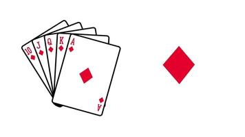 A spread of cards with a single red diamond symbol highlighted evokes wealth, luck, and high-value stakes in games video