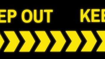 A visually strong 'Keep Out' caution graphic marked with chevrons and black-yellow tones to indicate restricted fairground zones video