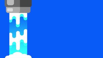A vertical waterfall with glowing white streams flows down a modern blue wall, representing a continuous and clean energy source video
