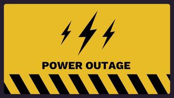 Power outage alert featuring three bold black lightning bolts on yellow background indicates electrical failure or dangerous voltage levels video