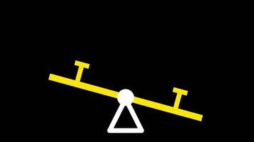 A bright scene showing a balanced seesaw in action, symbolizing fun, balance, and simple mechanical principles in a playground theme video