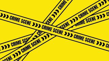 A yellow warning display showing crossed 'CRIME SCENE' tapes forming an X shape to heavily emphasize no access or investigation area video