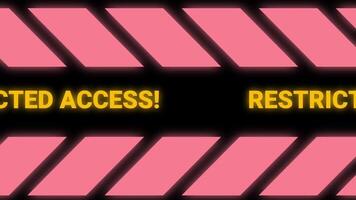 A warning screen featuring bold stripes and 'Restricted Access' text, simulating a secure or forbidden amusement area entry point video