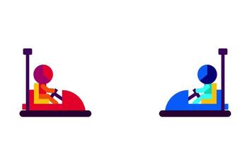 A solo bumper car viewed from the side, ready to engage in fun-filled collisions on a sleek white track background video