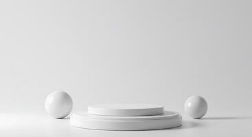 White podium with two eggs on top of it photo