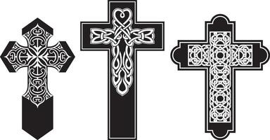 Celtic Style Cross, Varied Design Pattern vector