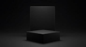 Black box and square on a dark background photo