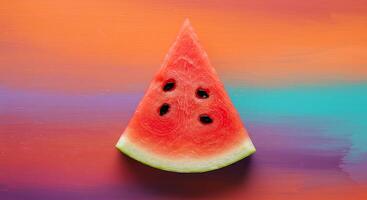 A slice of watermelon on a colorful background photo