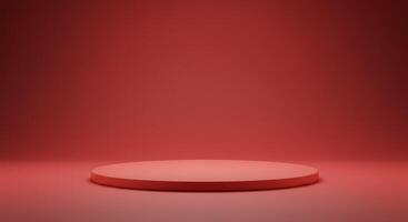 Red podium with red background photo
