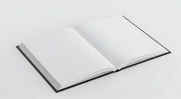 An open book on a white surface photo