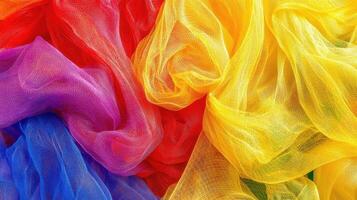 Vibrant Rainbow Colored Mesh Fabric Texture Background art blue fold wave soft green drape style photo