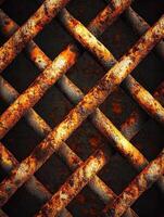 Rusty Metal Grid Texture Background Old Grunge Iron Pattern Design Vintage Industrial Crosshatch photo