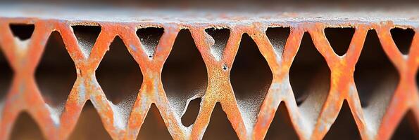 Rusty Orange Metal Texture Abstract Background Pattern Design Industrial art old grid iron worn photo