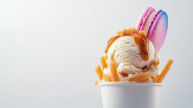 An ice cream sundae with a rainbow of colors photo