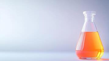 A bottle of orange liquid sitting on a table photo