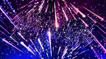 Flying sparkling and shiny particles, falling blue and pink glowing, abstract dot rain. Particle explosion. Digital futuristic background video
