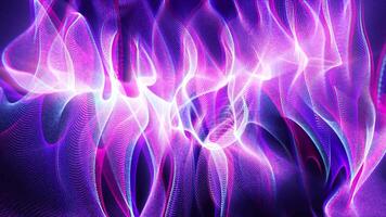 Abstract futuristic energy waves with light motion lights background, data flow, cyber technology. 3D rendering. Seamless loop 4k video