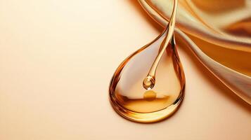 A drop of oil on a gold fabric photo