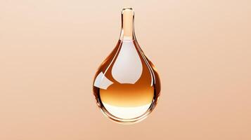 A drop of liquid is shown on a beige background photo