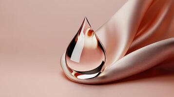 A drop of liquid on a pink fabric photo