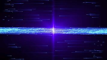 Abstract digital background with glowing neon particles flying towards each other. motion of flow of glowing bright particle lines. visualization of connection and connection. Seamless loop video