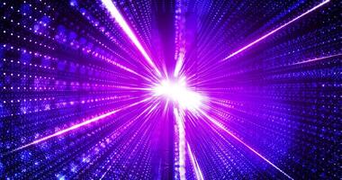 Abstract scene of futuristic cyber world, sci-fi grid with bright neon polos and light rays, technology glowing surface, neon night scene, digital science background 4K animation, seamless loop video