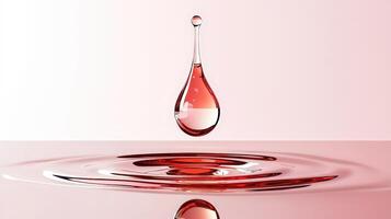 A drop of red liquid is falling into water photo