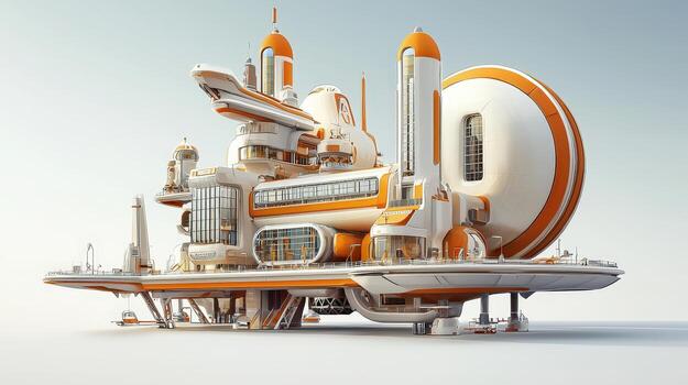 Futuristic city on a floating platform photo