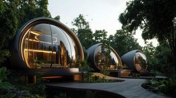 The pods are designed to look like a forest photo